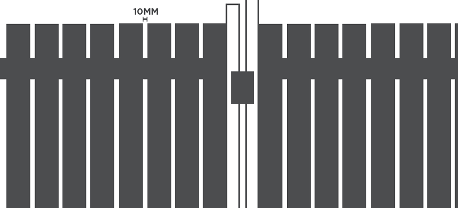 diagram of pool fence with rails less than 900mm apart
